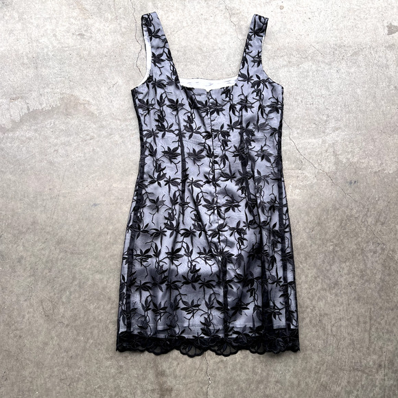 Vintage BEBE MODA Black Embroidered Lace Witchcore Gothic Lolita whimsy Dress 4 - Picture 2 of 4